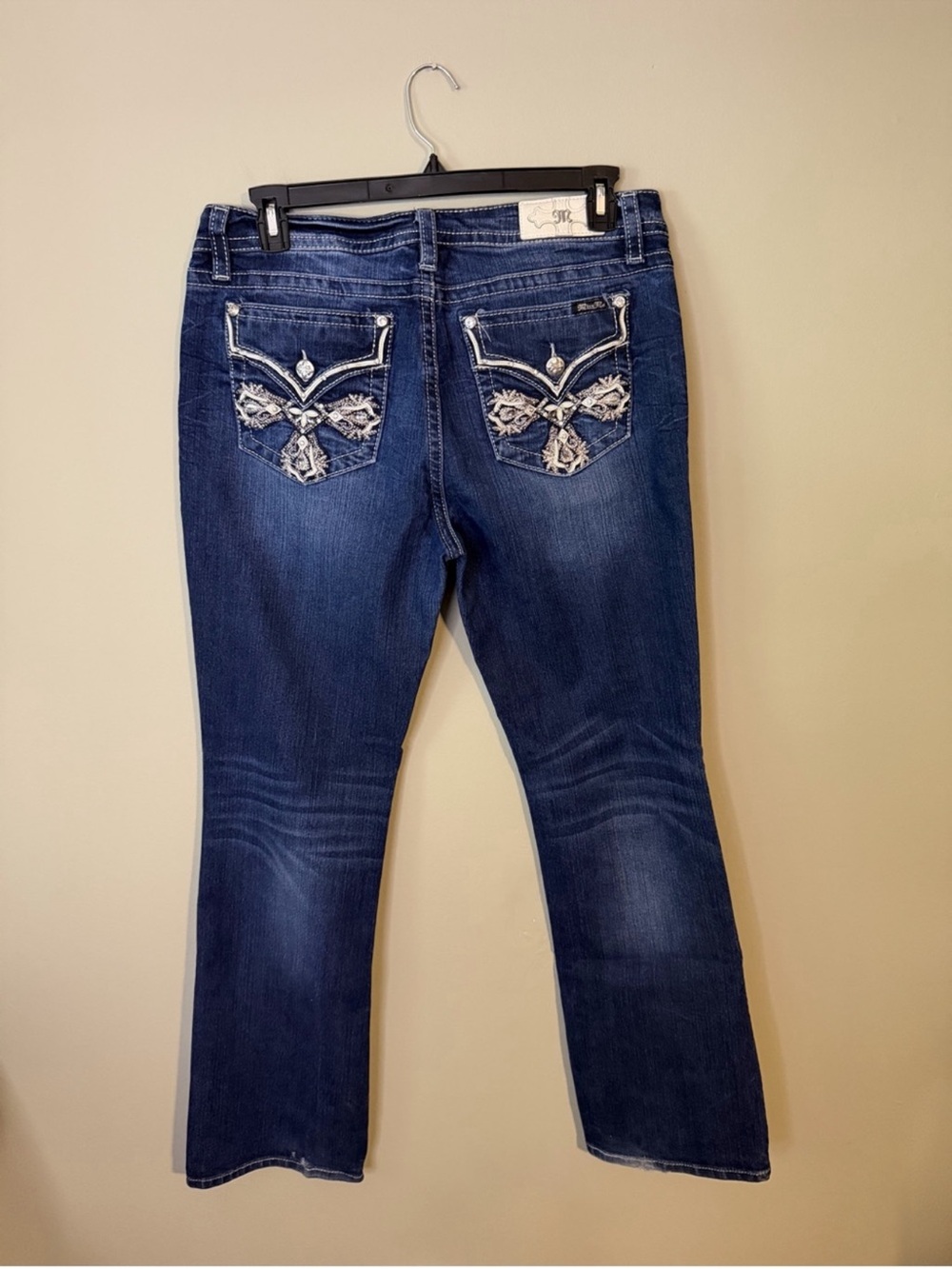 Gorgeous Miss Me Chloe Boot Jeans With Embellished Pockets 34” Inseam